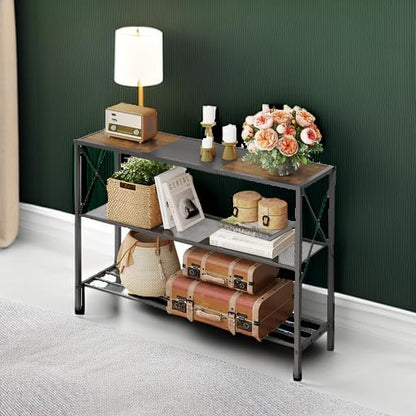 Hoctieon Industrial Console Table, 3 Tier Entryway Table, Hallway Table, Narrow Sofa Table with