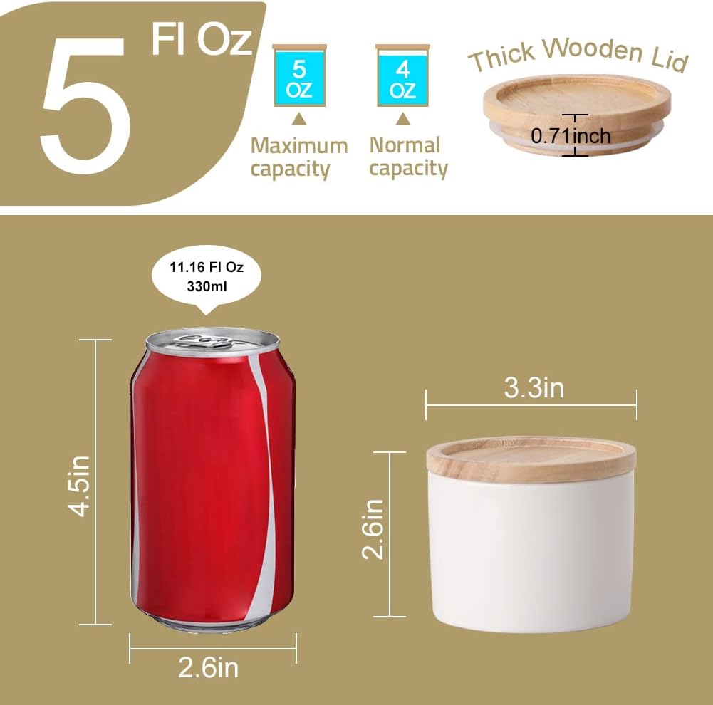 Sweejar Kitchen Canisters Ceramic Food Storage Jar, Stackable Containers with Airtight Seal Wooden