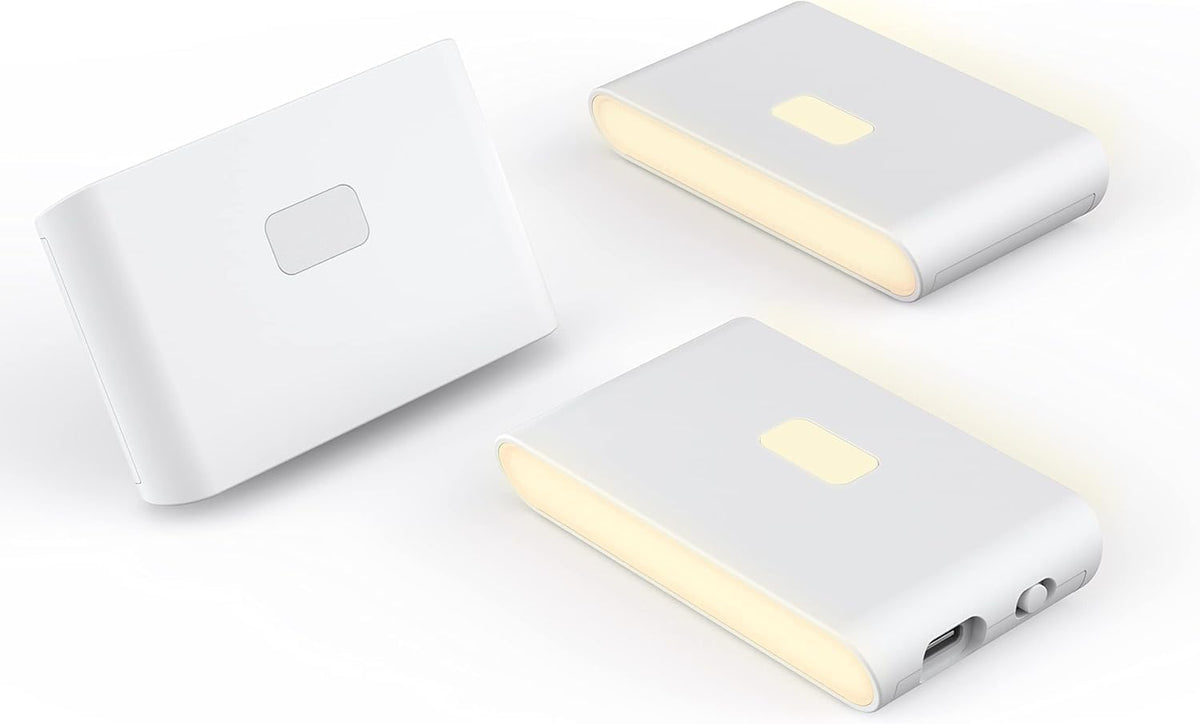 Rechargeable LED Night Lights with Motion & Dusk-to-Dawn Sensors - Soft White Stair Lights for