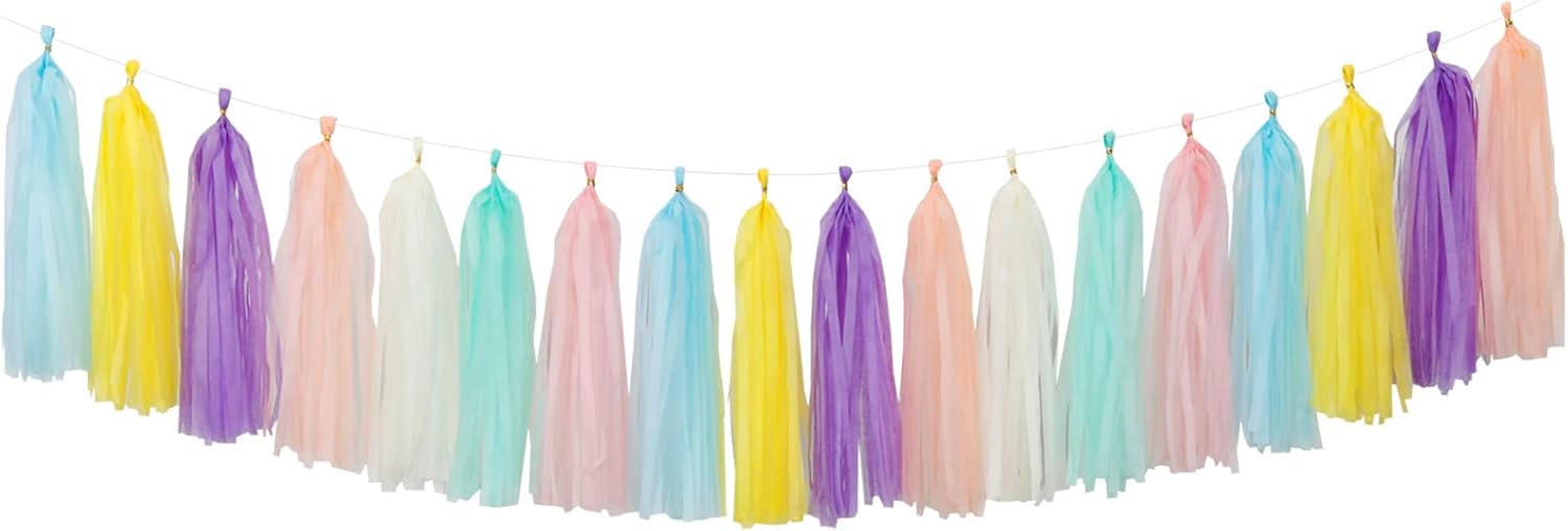 Pastel Rainbow Party-Decorations Tassel Garland - 21pcs Baby Shower Birthday Wedding