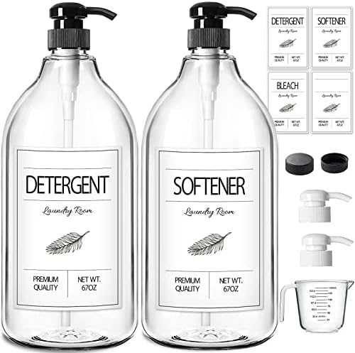 GMISUN Laundry Detergent Dispenser, 2 Pack Liquid Laundry Soap Dispenser, 64oz Storage Container