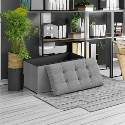 SONGMICS MAZIE Collection - 30 Inches Folding Storage Ottoman Bench, Ottoman Foot Rest, End of Bed