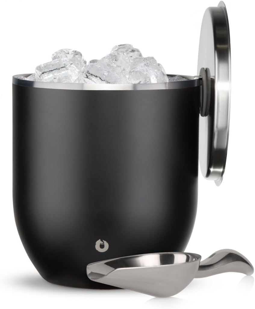 SNOWFOX Plus, Premium Vacuum Insulated Stainless Steel Ice Bucket with Lid/Scoop,Home Bar