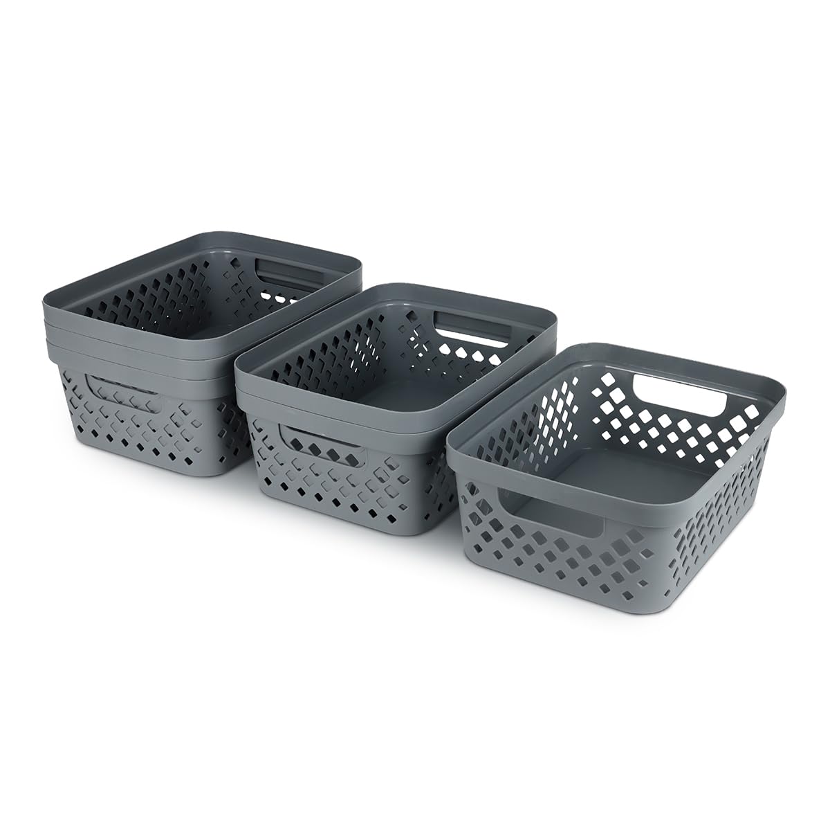 Glad Plastic Storage Basket Set, Value Pack of 6 | Open Storage Bins for Shelves, Bathroom, Pantry