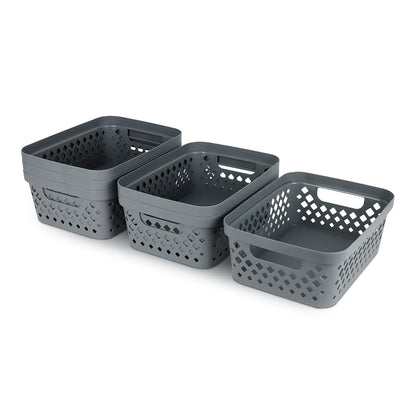 Glad Plastic Storage Basket Set, Value Pack of 6 | Open Storage Bins for Shelves, Bathroom, Pantry