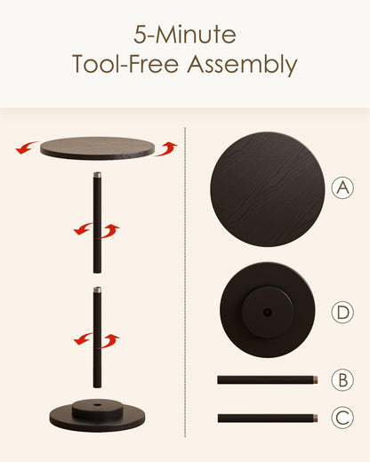 Masupu Drink Table, Round Side Table for Small Spaces, Pedestal Side Table, Small End Table with