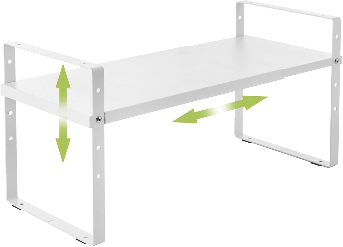Expandable Cabinet Shelf Organizer Rack, Stackable Kitchen Counter Storage Shelves Stand