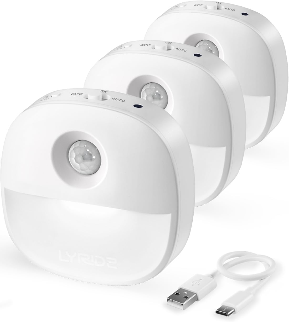 Lyridz Rechargeable Night Light, Motion Sensor Battery Nightlights, Mini Stick-on LED Closet Light