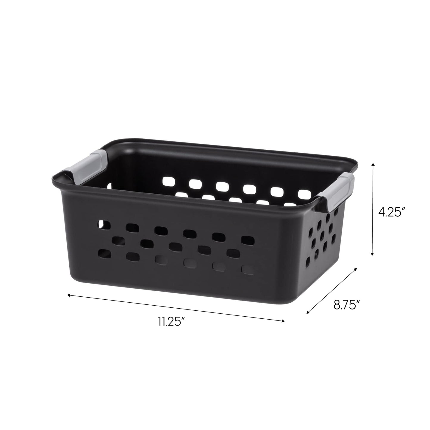 IRIS USA 12-Pack, Small Plastic Storage Basket, Black