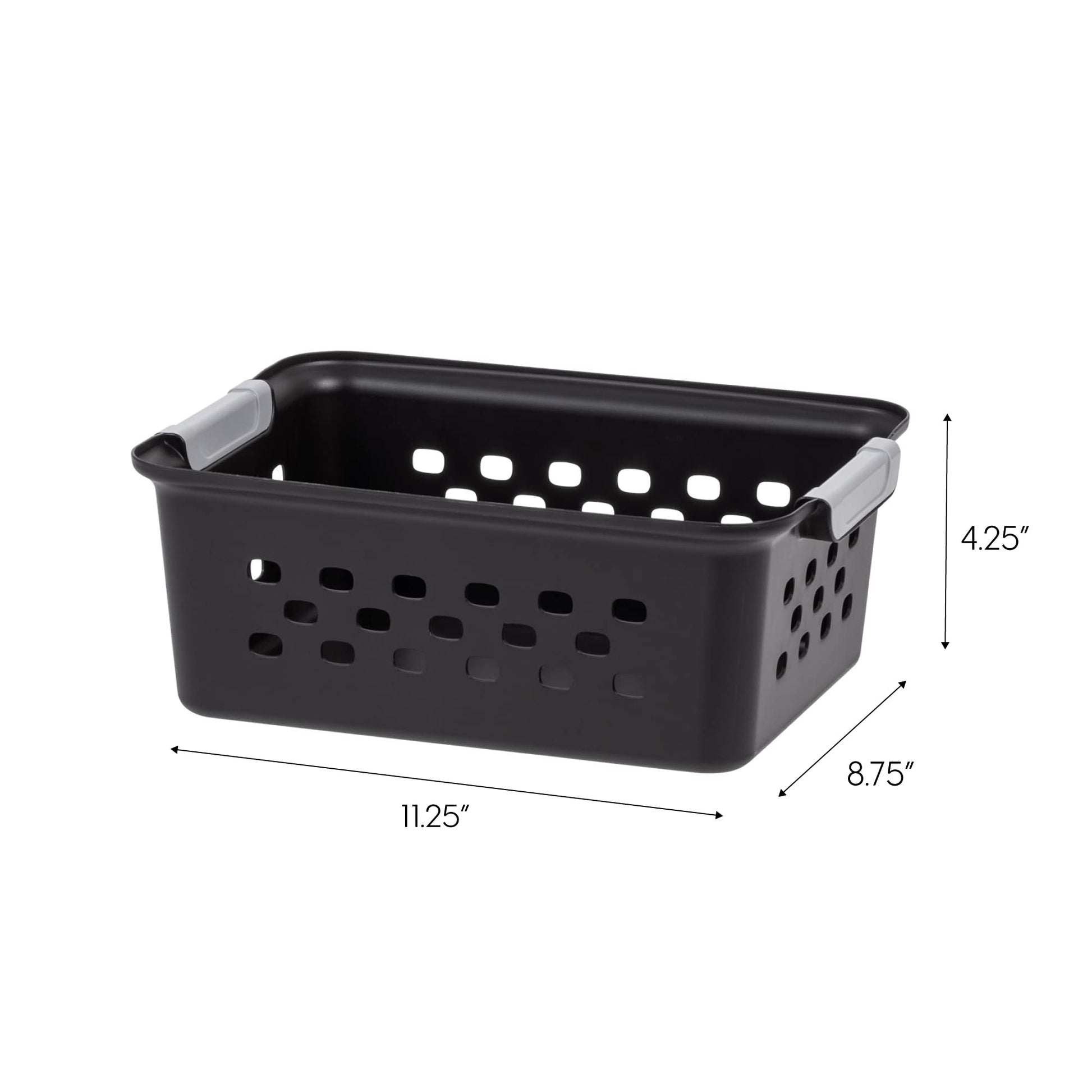 IRIS USA 12-Pack, Small Plastic Storage Basket, Black