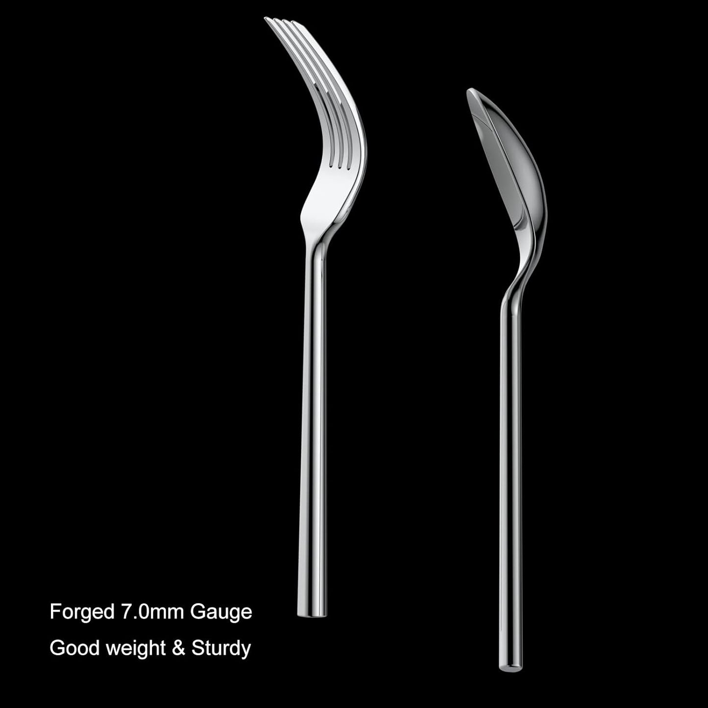 Alata Potter 40-Piece Forged Silverware Set Stainless Steel Flatware Set Cutlery Set, Service for