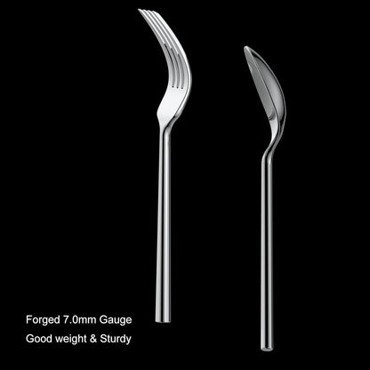 Alata Potter 40-Piece Forged Silverware Set Stainless Steel Flatware Set Cutlery Set, Service for