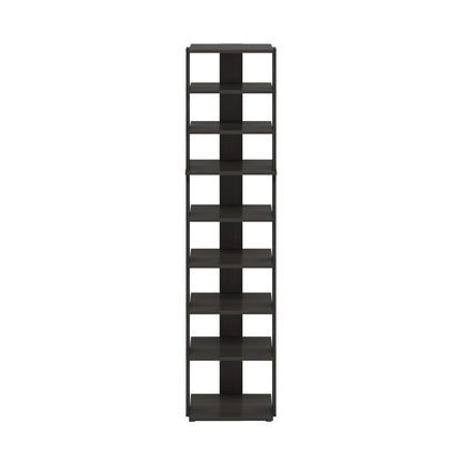 Furinno Compact Vertical Shoe Rack, 9-Tier Narrow Shoe Organizer, Free Standing Shoe Storage, Shoe