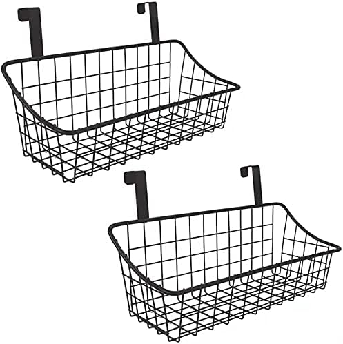 Wire Storage Basket No Drilling Wall Hanging Baskets with Adhesive for Kitchen, Bathroom, Bedroom