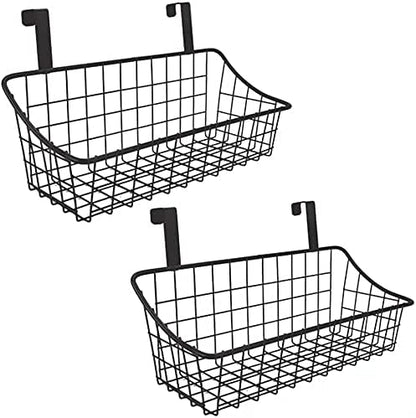 Wire Storage Basket No Drilling Wall Hanging Baskets with Adhesive for Kitchen, Bathroom, Bedroom