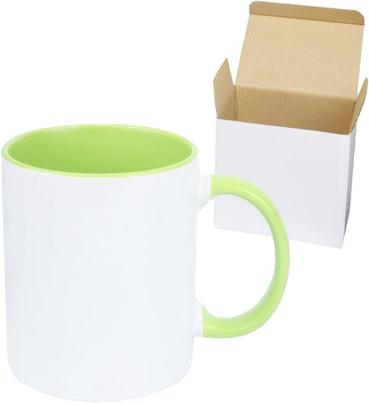 11oz White Ceramic Sublimation Coffee Mug in White Gift Box (6 Mixed Colors, 12)