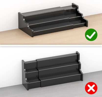 Spice Rack Organizer For Cabinet - 3 Tier Black Bamboo Wooden Expandable Display Shelf from 12.70