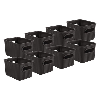 Superio Decorative Plastic Basket Open Home Storage Bins Organizer Baskets, Small, Brown (8 Pack)