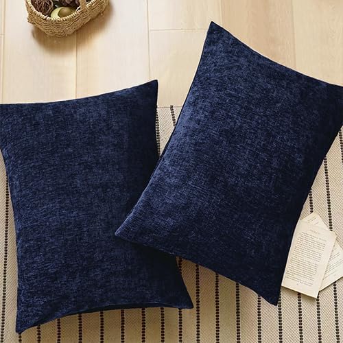 CaliTime Throw Pillow Covers Decorative 20 X 26 Inches Pack of 2 Cozy Chenille Standard Pillow