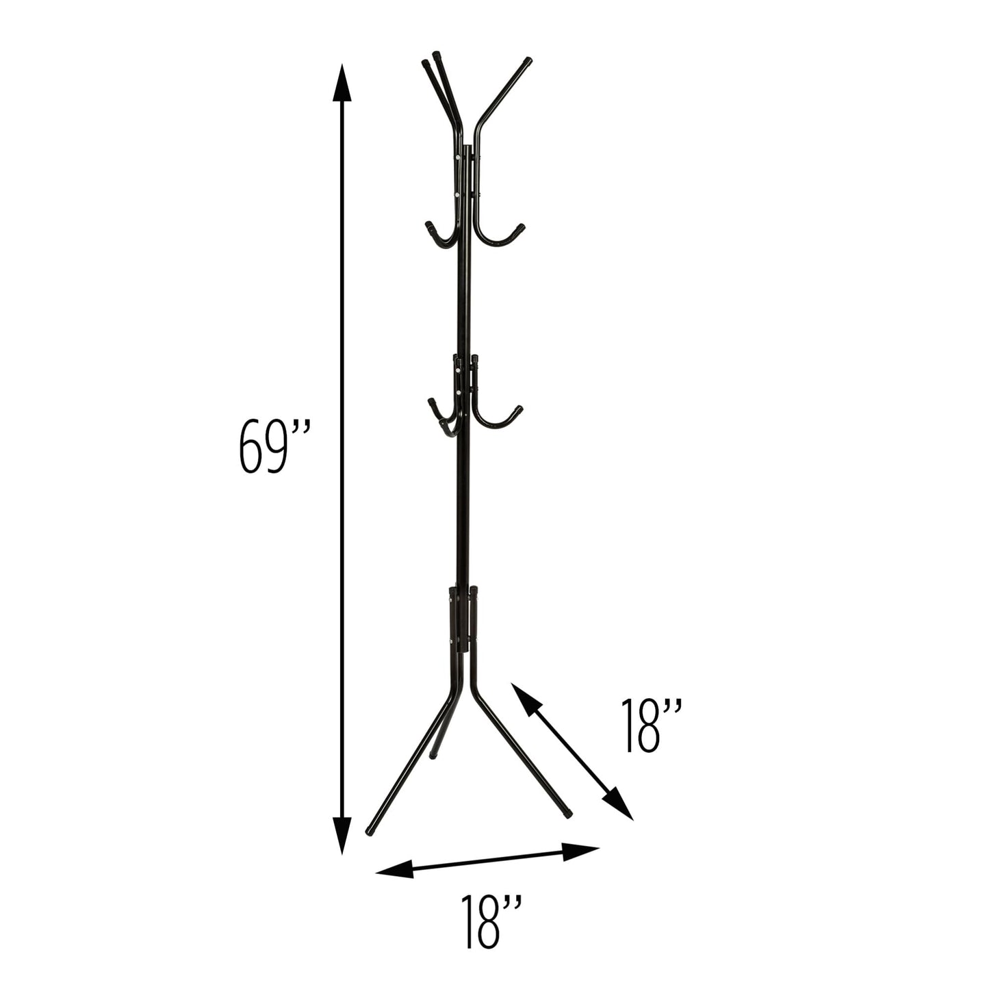 Honey-Can-Do 3-Tier Coat and Hat Rack with 9 Hooks for Hanging GAR-09625 Black, 20 lbs