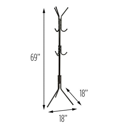 Honey-Can-Do 3-Tier Coat and Hat Rack with 9 Hooks for Hanging GAR-09625 Black, 20 lbs