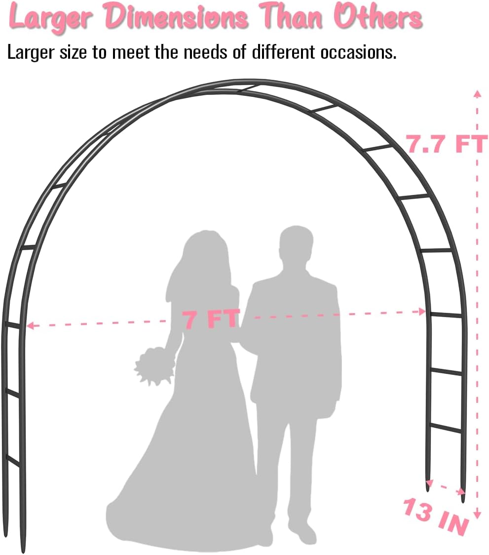 Queension Metal Arch Backdrop Stand 7Ft Wide 7.7Ft High, Wedding Arch Frame for Wedding