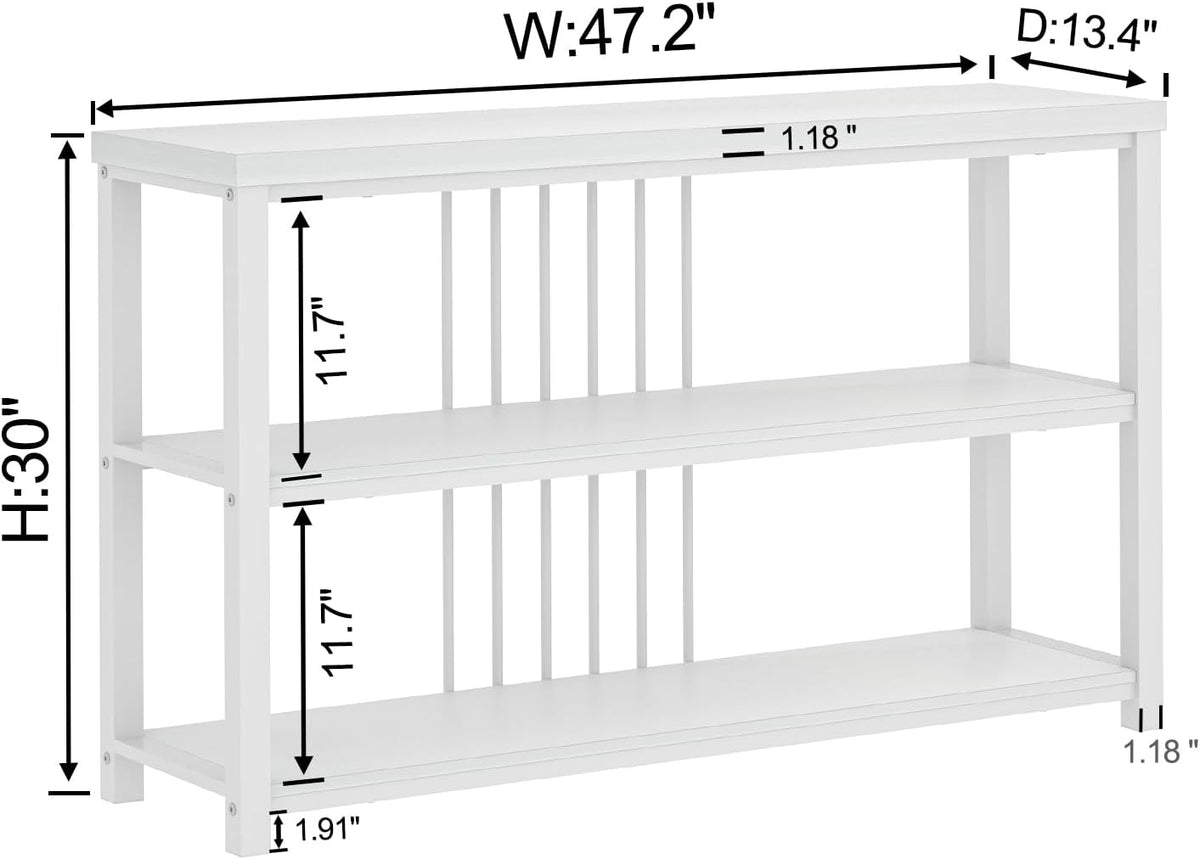 FOLUBAN Modern Sofa Console Table for Entryway, 3 Tier Wood Foyer Table for Hallway Living Room