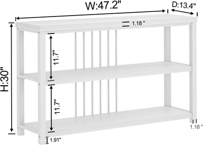 FOLUBAN Modern Sofa Console Table for Entryway, 3 Tier Wood Foyer Table for Hallway Living Room