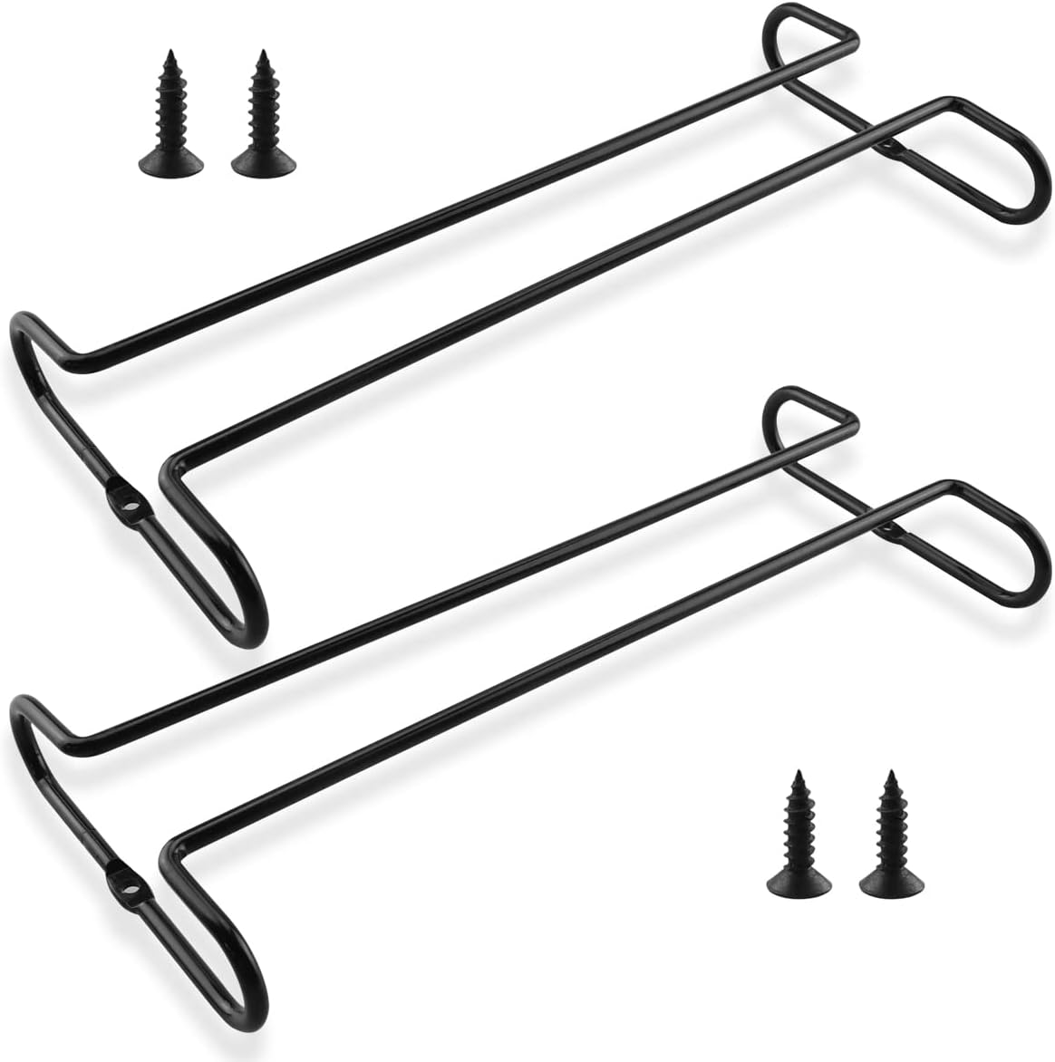 Enenes Heavy Duty Metal Stemware Rack 2 Pack, 10.3 Inch Under Cabinet Hanging Wine Glass Holder for