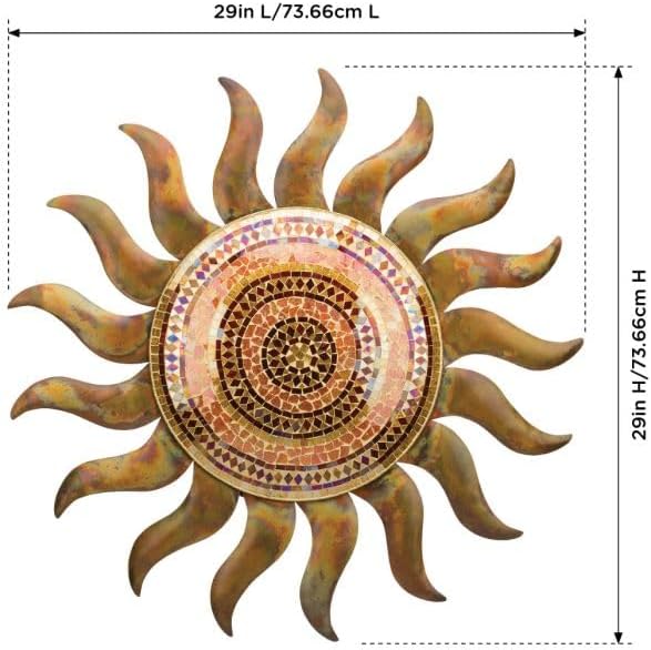 Regal Art & Gift Flamed Copper Large Metal Sun Wall Decor - 29 Inch | Indoor Outdoor Rust-Resistant