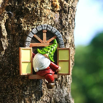Whimsical Fairy Garden Gnome Statue, Tree Faces Decor Outdoor -5.9 Inch, Funny Garden Tree