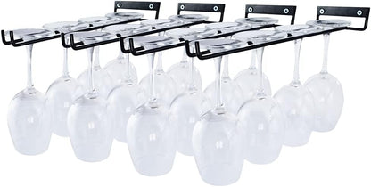 4 Packs 12 Inch Wine Glass Racks Cup Wall Mounted Stemware Hanging Wine Glasses Holder Under