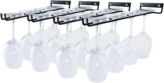 4 Packs 12 Inch Wine Glass Racks Cup Wall Mounted Stemware Hanging Wine Glasses Holder Under