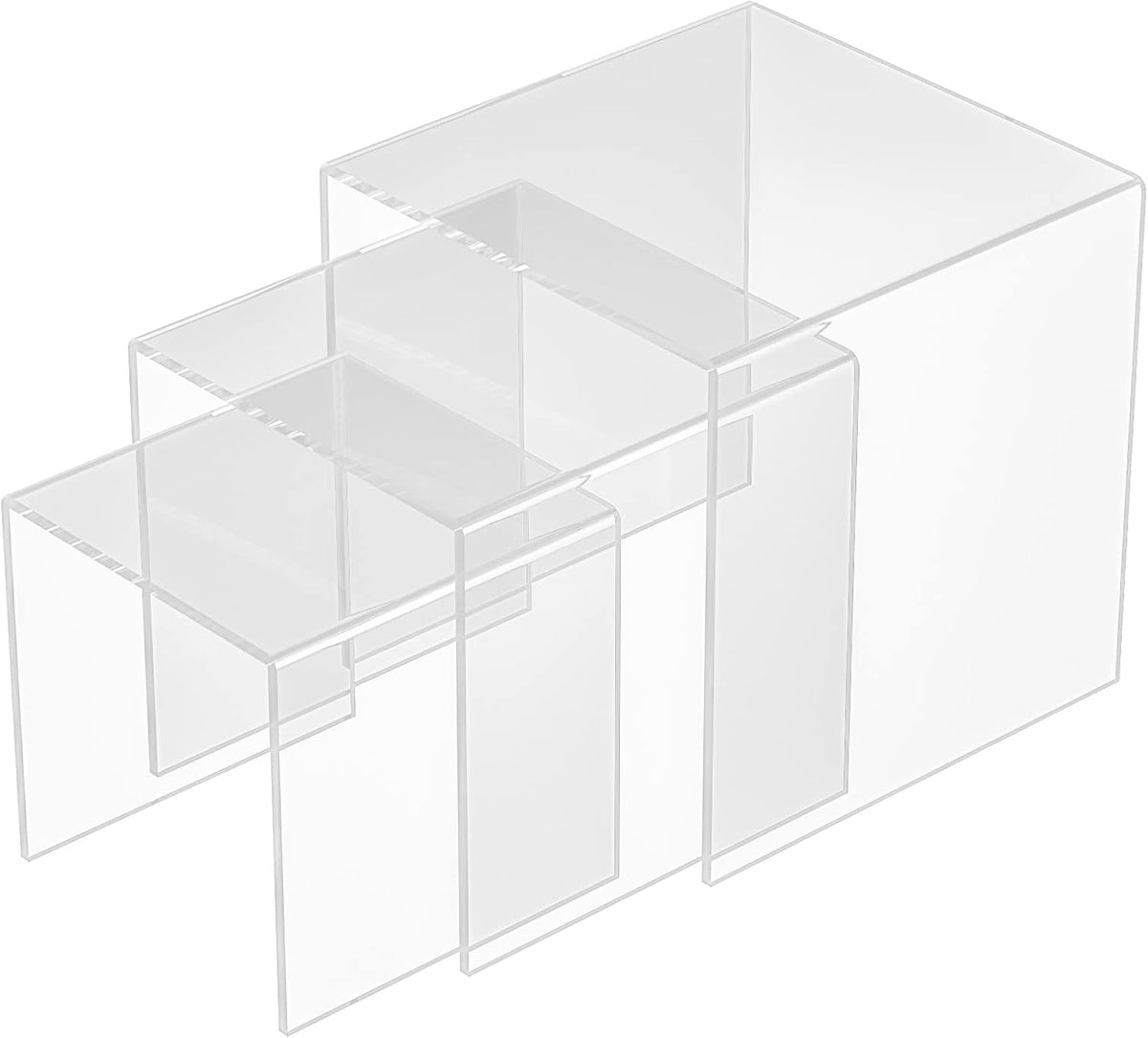 Clear Acrylic Risers 3 pcs, Square Acrylic Food Display Stands Tabletop, Display Shelf for Vendors