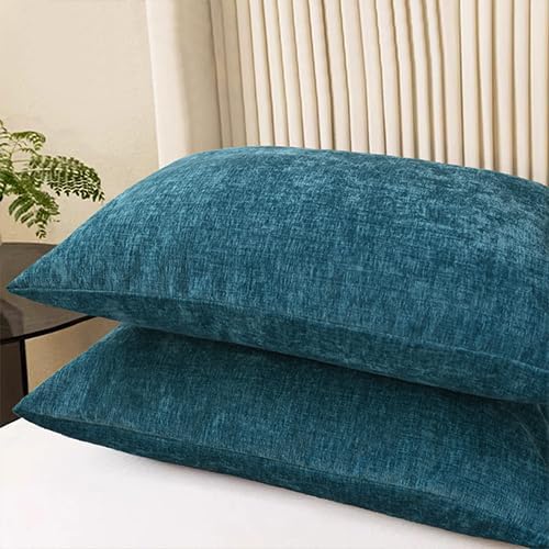 CaliTime Throw Pillow Covers Decorative 20 X 26 Inches Pack of 2 Cozy Chenille Standard Pillow