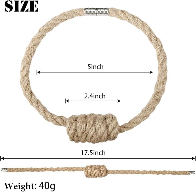Fenghuangwu 2Pack Magnetic Jute Curtain Tiebacks – Bohemian Style Handmade Woven Tie-Backs for