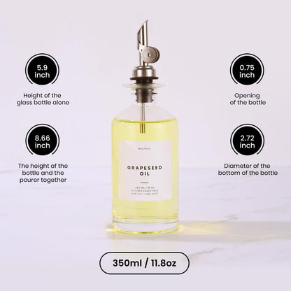Molimoli Olive Oil Dispenser Bottle for Kitchen, Oil Dispenser w. Weighted Pourer, Glass Bottle