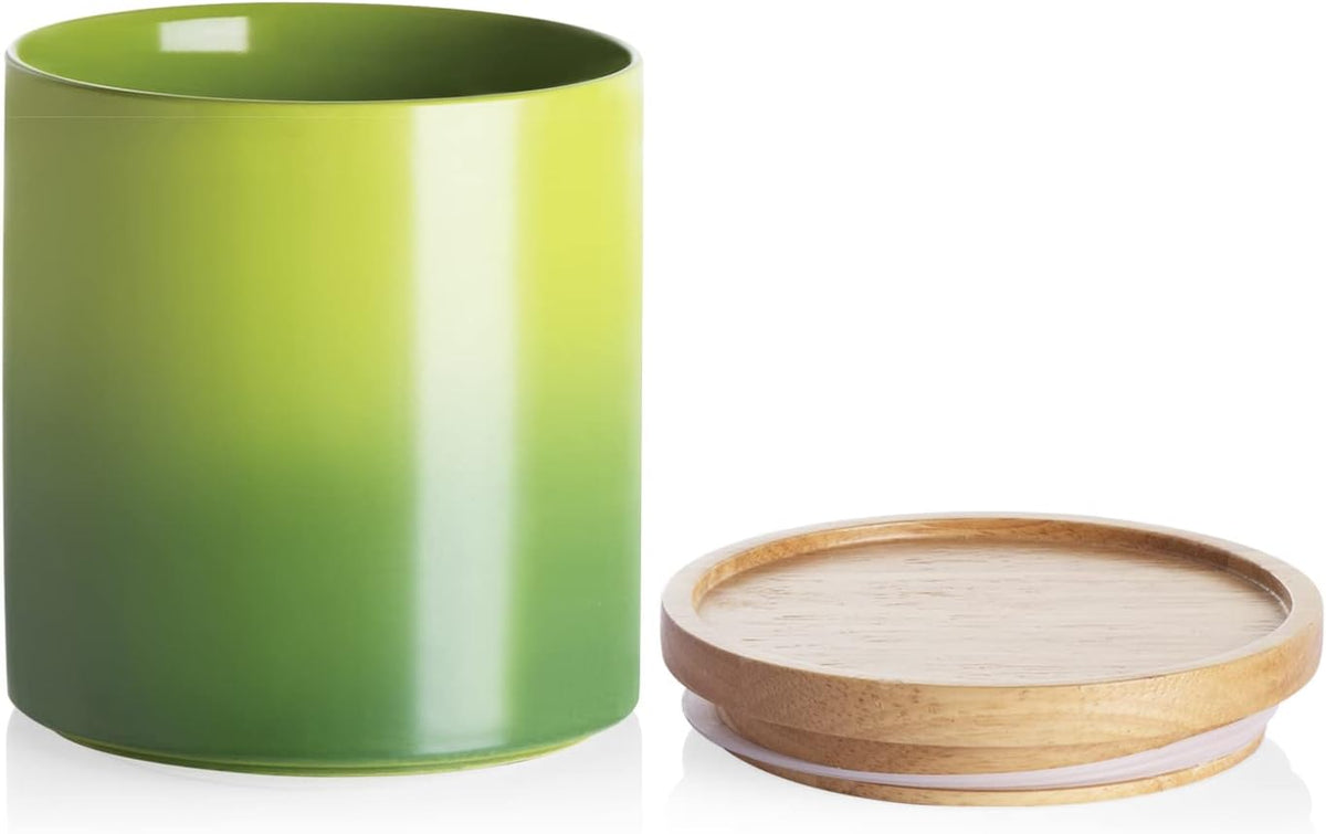 Sweejar Ceramic Food Storage Jar, Stackable Kitchen Canisters, Containers with Airtight Seal Wooden