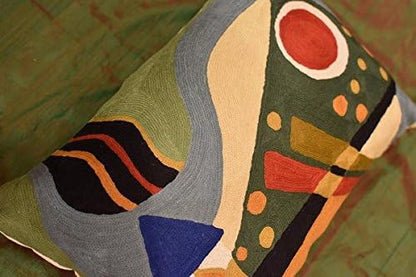 Lumbar Kandinsky Pillow Cover | Green Abstract Pillows | Modern Chair Cushion | Farmhouse Cushions