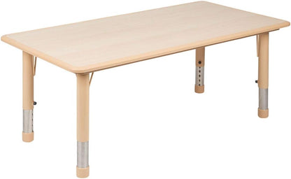 Flash Furniture Emmy Adjustable Classroom Activity Table with 6 Stackable Chairs, Plastic Activity