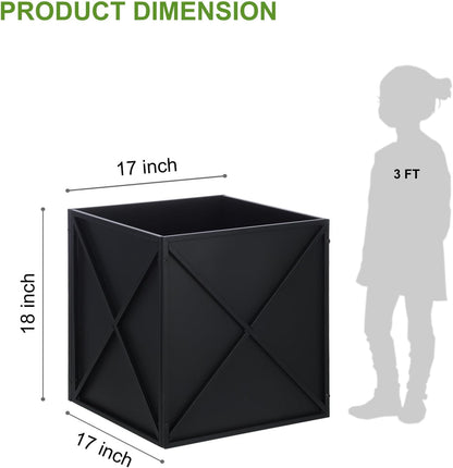 Metal Square Planter Box Tall Planters for Outdoor Plants Modern Heavy Duty with Drainage Holes for