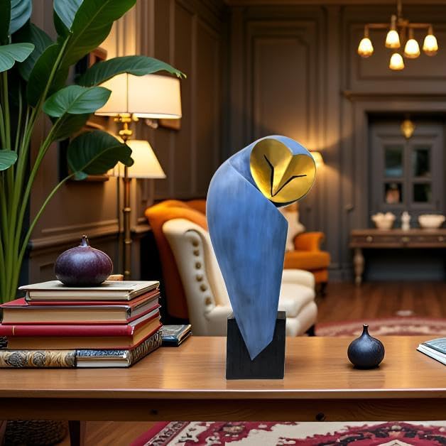 Mid-Century Modern 15 Inch Resin Owl Sculpture - Handmade Vintage Home Decor Statue for