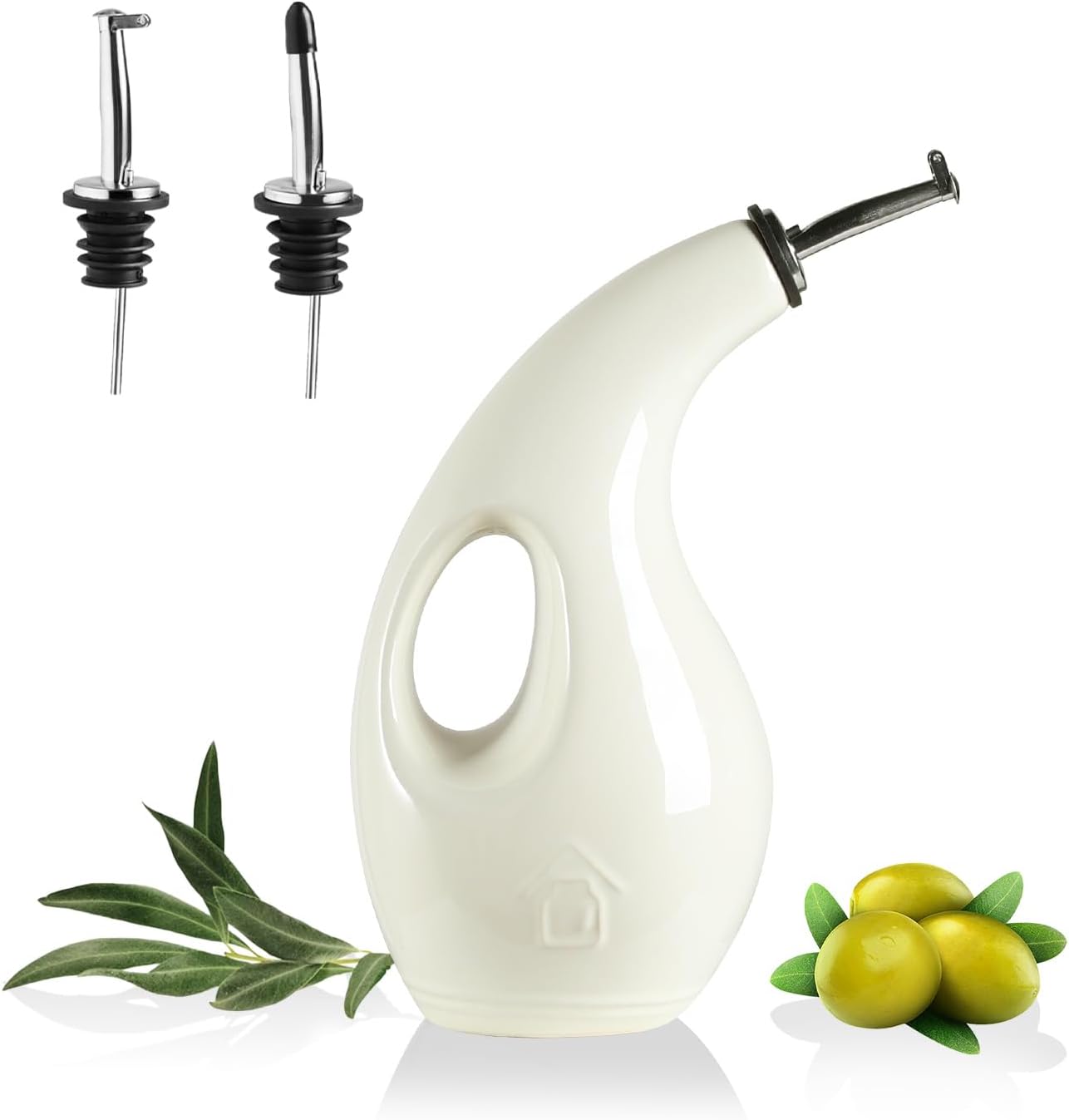 Sweejar Ceramic Olive Oil Dispenser Bottle,24 Oz Opaque Cruet Protects EVOO Oil to Reduce