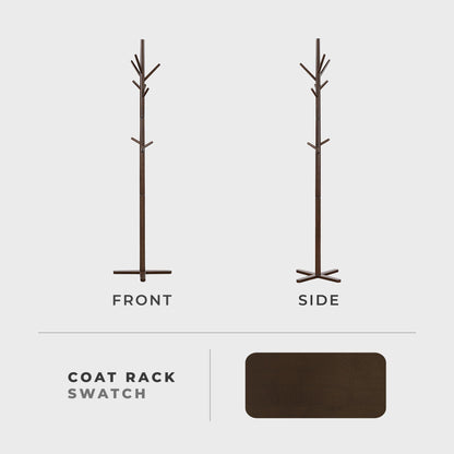 Lexicon Sturdy Solid Wood Coat Rack Stand with 9 Hanging Hooks for Hats,Scarves, Handbags, 3-Tier