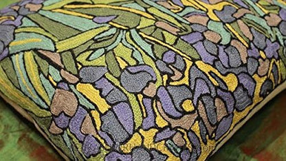 Van Gogh Irises Pillow Cover Green Floral Pillowcase Needlepoint Flower Chair Cushion Accent