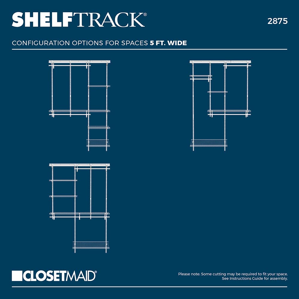 ClosetMaid ShelfTrack Wire Closet Organizer System, Adjustable from 5 to 8 Ft., with Shelves