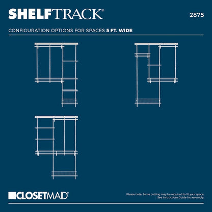 ClosetMaid ShelfTrack Wire Closet Organizer System, Adjustable from 5 to 8 Ft., with Shelves