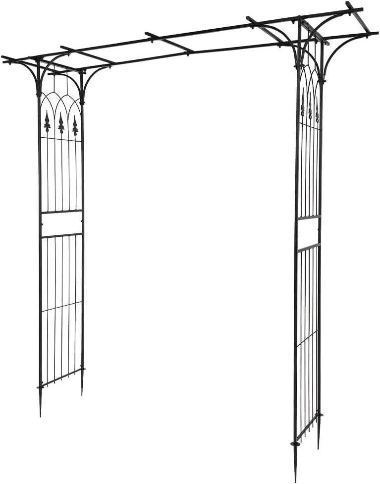 Outvita 7Ft Garden Arch Arbor, Steel Frame Stand Trellis, Arbour Archway for Wedding Ceremony