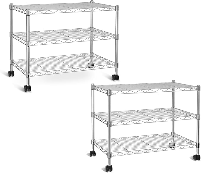 Simple Deluxe 3-Tier Heavy Duty Storage Shelves 750Lb Capacity, 24.02" D x 13.78" W x 21.97" H