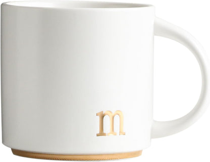 COLLECTIVE HOME - Monogram Ceramic Mugs, 15 oz Golden Initial Coffee Cups, Elegant Alphabet Tea